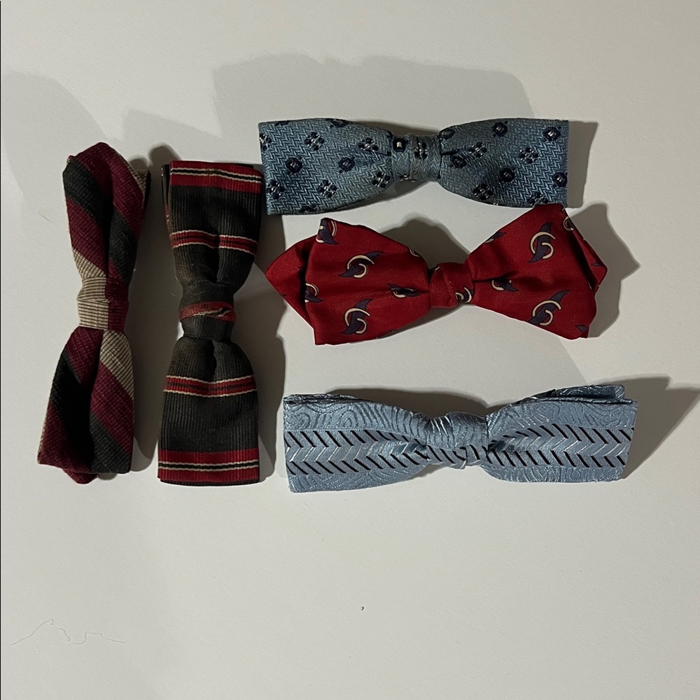 Vintage Men's Bow Tie lot of 5 - Red, Blues & browns #1
